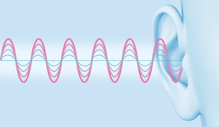Ear with sound waves, quit and loudの写真素材