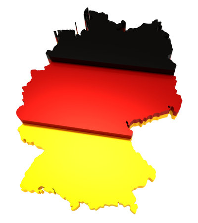 Germany, map with flag,  3d illustration, isolated on whiteの写真素材
