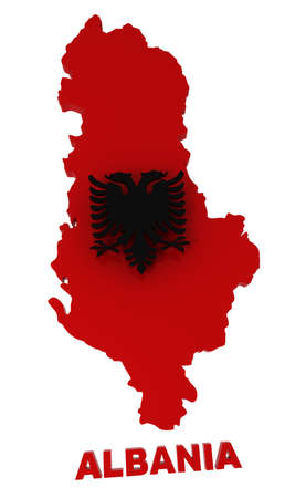 Albania, map with flag, isolated on white,  3d illustrationの写真素材