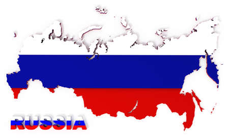 Russia, map with flag, isolated on white,  3d illustrationの写真素材