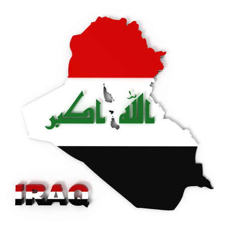 Iraq, map with flag, isolated on white,  3d illustrationの写真素材