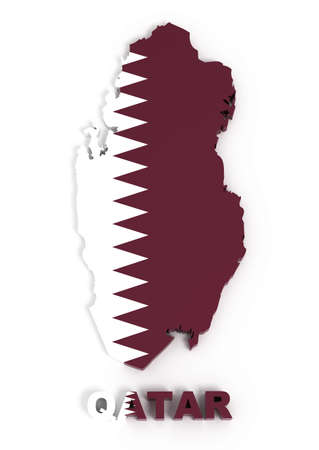 Qatar, map with flag,  3d illustrationの写真素材