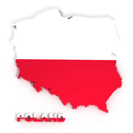 Poland, map with flag,  3d illustrationの写真素材