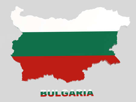 Bulgaria, map with flag, 3d illustrationの写真素材