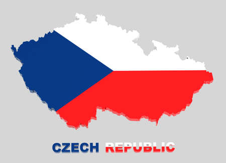 Czech Republic map with flag isolated on grey,3d illustrationの写真素材