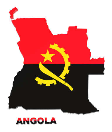 Angola map with flag isolated on white,3d illustrationの写真素材