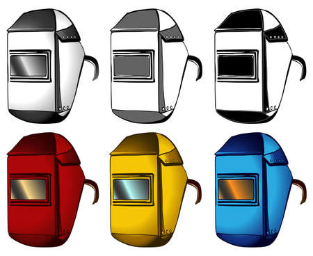 Welder, masks, set of different colors, vector illustrationのイラスト素材