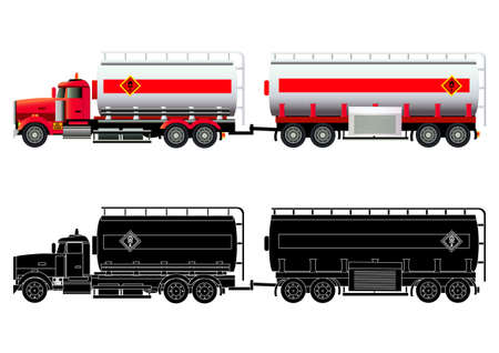 Gas transporter. LNG tanker truck. Vector illustration. Flat style. Silhouette. Icon. Isolated on white &#xA;のイラスト素材