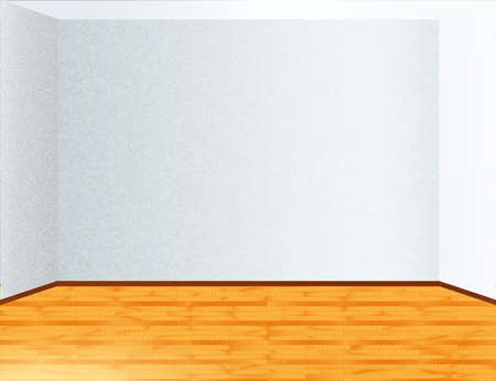 Empty room with white walls, hardwood parquet floor and soft skylight from window. Vector illustrationのイラスト素材