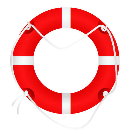 Life buoy isolated on white. High quality, detailed realistic vector illustrationのイラスト素材