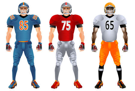American football players. Uniform. Set. Vector illustration. Isolated on the white backgroundのイラスト素材