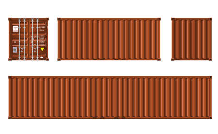 Brown shipping cargo container twenty and forty feet for logistics and transportation.のイラスト素材