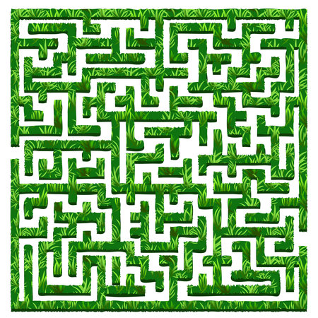 A Vector illustration of green bushes labyrinth / maze. Isolated on white backgroundのイラスト素材