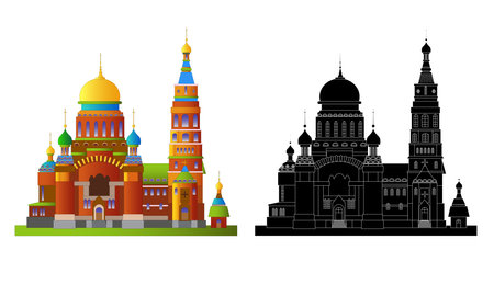 Church icon isolated on white background. Black and white silhouette.のイラスト素材