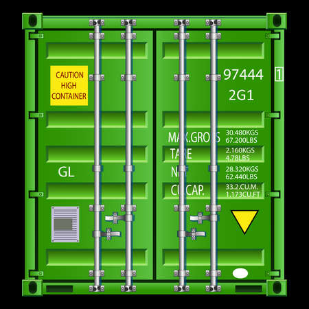Cargo container or shipping container for logistics and transportation. Color vector isolated on black background illustrationのイラスト素材