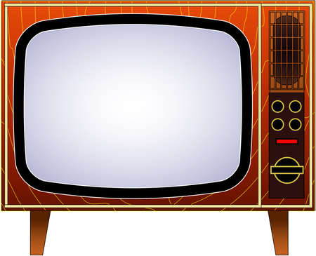 Old wooden television.Vector retro television mock up isolate on transparent backgroundのイラスト素材
