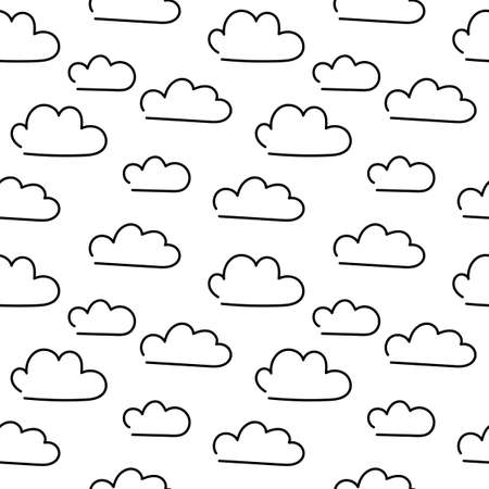 Doodle clouds. Hand drawn Vector Seamless pattern.のイラスト素材
