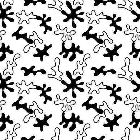 Vector spots, blots, Seamless pattern for fabric, paper and other surfaces, Black and white colorsのイラスト素材