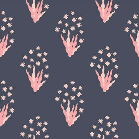 Seamless pattern. Lovely pink flowers. Flat botanical ornament. Simple scandinavian style textile, print and any other designのイラスト素材