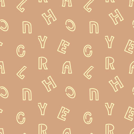 Vector seamless pattern with letters of the alphabet. Hand drawn doodle illustrstion. Backgrounds, textile, wrapping paper, and other surfaces .のイラスト素材