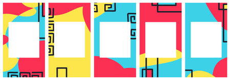 Memphis style, trendy 80s-90s. Templates for stories, vector illustration. Design backgrounds for...