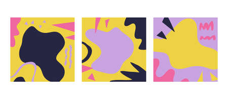 Colored intersecting spots and lines. Abstract background with copy space for text. Cover design templates, Wallpapers, posters. Vector illustration.のイラスト素材