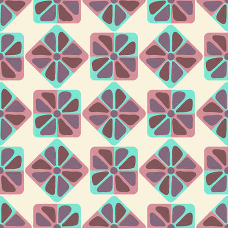 Seamless pattern, Flower abstract shapes in square with rounded corners.のイラスト素材