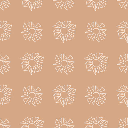 White flowers on a background the color of paper . Seamless pattern for fabric and other surfaces.のイラスト素材