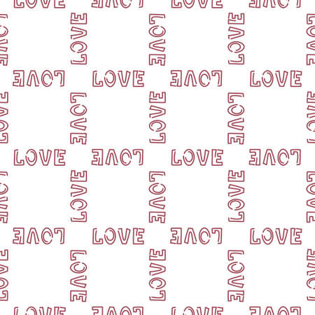 Love. Doodle hand drawing seamless pattern on pink background . White and black Words, hearts, arrows, Vector illustrationのイラスト素材
