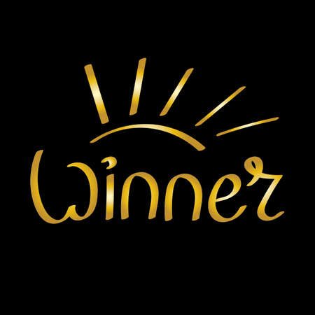 inscription Winner. Hand drawn lettering. Vector illustration. Black and gold.のイラスト素材