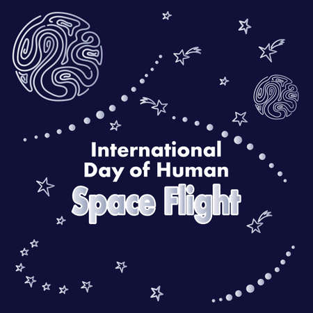 International day of human space flight, Vector illustration. The world day of aviation and cosmonauticsのイラスト素材