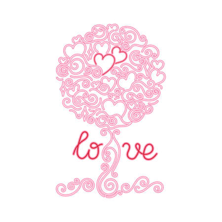Tree of life and love. Hand drawn Doodle background. Vector illustrationのイラスト素材
