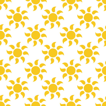 Simple flat flowers. sun with petals in the form of drops, seamless pattern.のイラスト素材