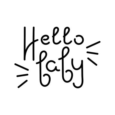 Hello baby text. Vector lettering phrase. free hand the writing.のイラスト素材