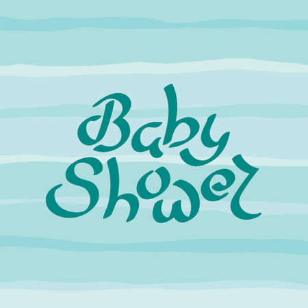 Baby shower, text. Free hand lettering . Inscription on the background of waves.のイラスト素材