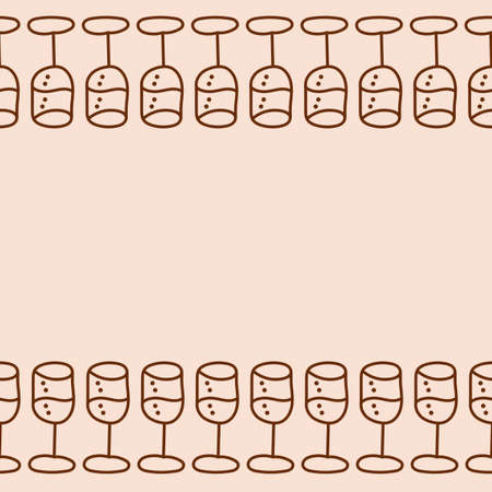 seamless border with wine glasses . Festive theme. Vector illustration. Wine list, menu, tablecloth and moreのイラスト素材
