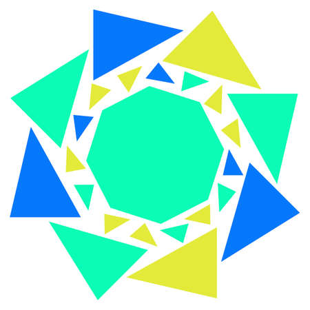 Abstract geometric background texture for design. Large and small triangles of three colors are collected in a flower.のイラスト素材