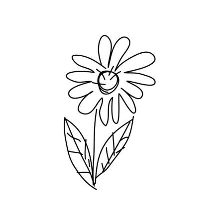 The flower is drawn by a child's hand. Hand drawn Graphic illustration for postcard, poster, publication, article design. Vector illustrationのイラスト素材