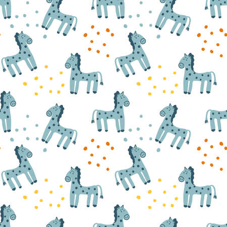 Cute hand drawn Zebra, flowers. Vector seamless pattern with animals on white background. Decorative fabrics, Wallpapers, covers for children .のイラスト素材