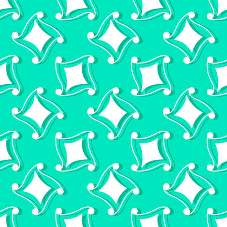 Seamless background with abstract rhombuses for fabric and other surfaces . Artistic drawing. Green and white hand drawn elements. Doodle style.のイラスト素材