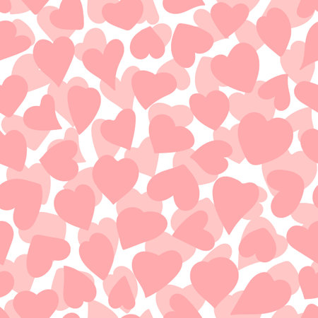 Pink Hearts . Vector Hand drawn seamless pattern. Pink silhouettes on a white background.