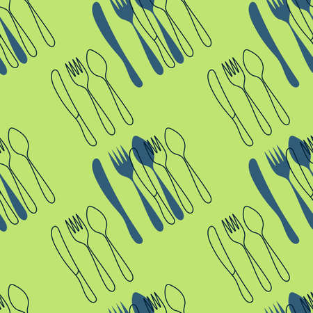 Spoon and fork seamless pattern. Silhouettes Of Cutlery. Kitchen utensils. Vector illustration.のイラスト素材