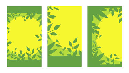 Vector Set backgrounds with space for text. Twigs and leaves.のイラスト素材