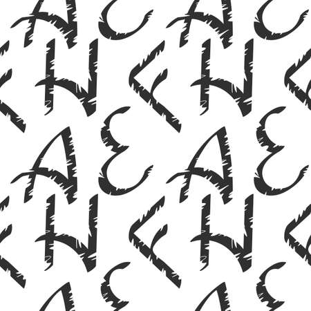 Seamless pattern with Letters . Ragged texture, Hand drawn background. Can be used as fabric, wrapping paper, background, Wallpaper, bag template, cover and other surface. Black and whiteのイラスト素材