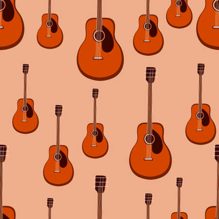 Guitar seamless pattern. Stringed musical instrument. Vector illustration .のイラスト素材