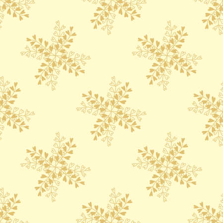 Simple twigs with leaves in the shape of hearts. Seamless vector pattern. Pastel color. Outlines and silhouettes. Hand-drawn Botanical backgrounds for fabric, paper , and other surfacesのイラスト素材