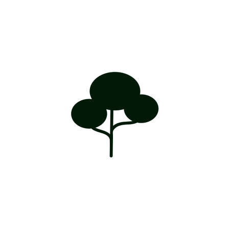 black tree icon on white background. Isolated forest hand drawn nature illustration. Tree silhouette icon.のイラスト素材