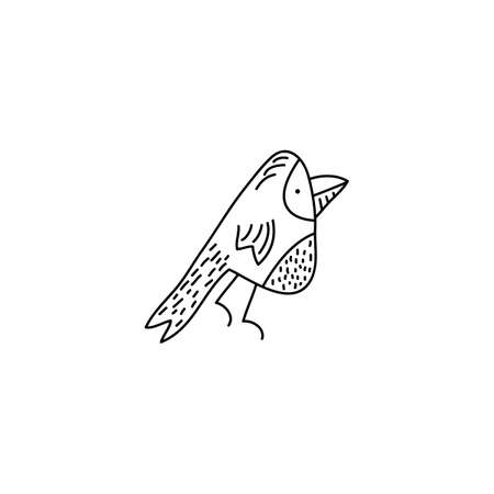 Colorings . Doodle of a funny bird isolated on a white background. Anti-stress coloring pages, hand-drawn pages for children. Vector illustration.のイラスト素材