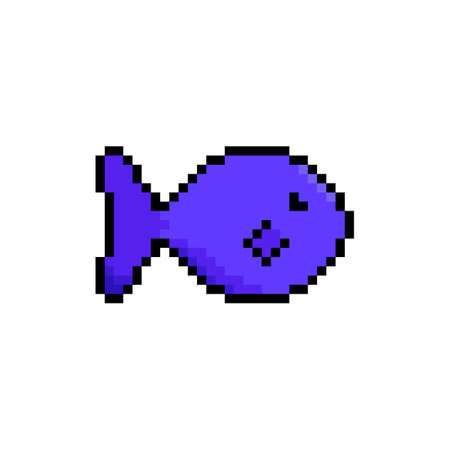 Blue Pixel fish . Vector illustration for your design.のイラスト素材