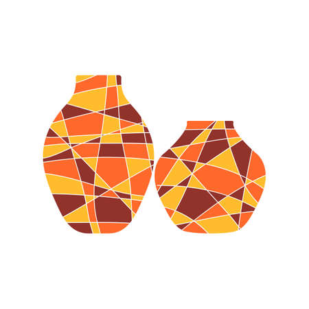 Pottery Colorful clay vases. Mosaic. Bright pattern for interior decoration.Vector illustrationのイラスト素材
